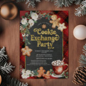 Plaid Floral Christmas Cookie Exchange Party Kaart