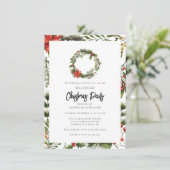 Plaid Floral Poinsettia Kerstfeest Tartan Kaart (Staand voorkant)