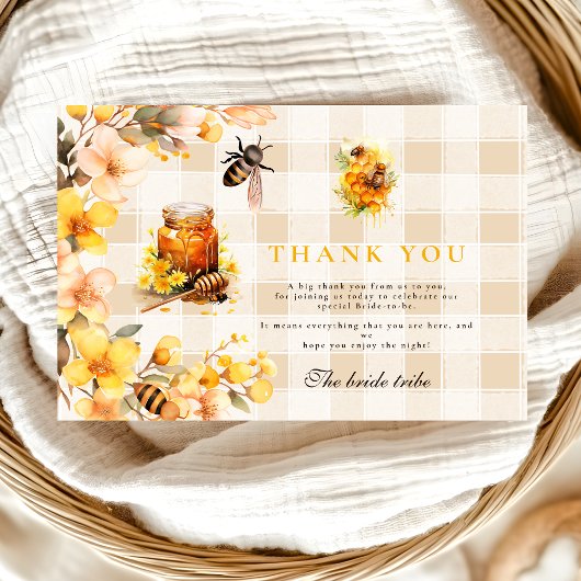 Plaid Floral vond ze haar honingbruid Bedankkaart