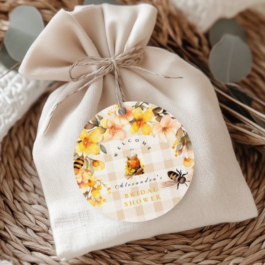 Plaid Floral vond ze haar honingbruid Ronde Sticker