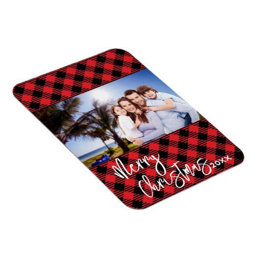Plaid Foto Kerst Kaart - Lijst Magnet Keepsake Magneet (Rechterzijde)