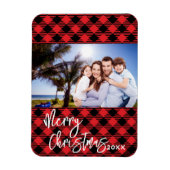Plaid Foto Kerst Kaart - Lijst Magnet Keepsake Magneet (Verticaal)