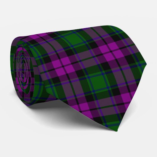 Plaid Fuchsia en Groene Mannen Stropdas (Opgerold)
