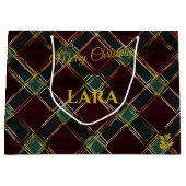 Plaid-geïnspireerde Bourgogne en Groene Kerst Cust Groot Cadeauzakje (Voorkant)