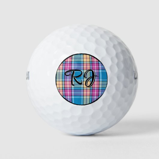 Plaid Gepersonaliseerd Blauw, Paarse, Turquoise, G Golfballen (Voorkant)