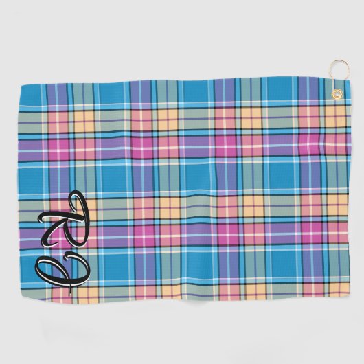 Plaid Gepersonaliseerd Blauw, Paarse, Turquoise, G Golfhanddoek (Horizontaal)