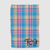Plaid Gepersonaliseerd Blauw, Paarse, Turquoise, G Golfhanddoek (Voorkant)