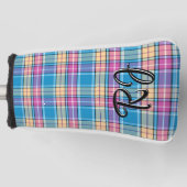 Plaid Gepersonaliseerd Blauw, Paarse, Turquoise, G Golfheadcover (Voorkant)