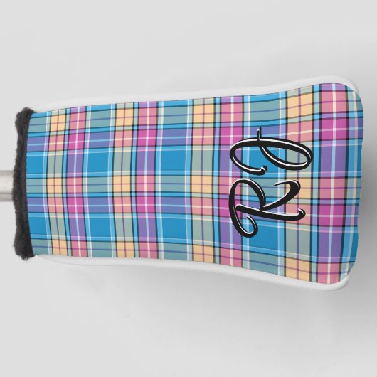 Plaid Gepersonaliseerd Blauw, Paarse, Turquoise, G Golfheadcover (Voorkant)