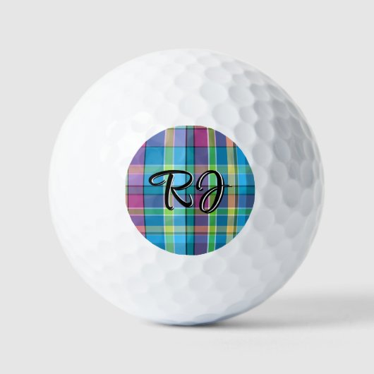Plaid Gepersonaliseerde Paarse Groene Gele Turquoi Golfballen (Voorkant)