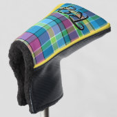 Plaid Gepersonaliseerde Paarse Groene Gele Turquoi Golfheadcover (3/4 voorkant)