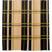 Plaid gestreept zwart en Roos goud Douchegordijn (Voorkant)