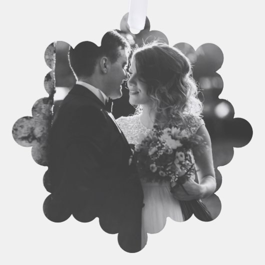 Plaid Getrouwd & Vrolijk Script Grote Foto Kerstmi Ornament Kaart (Voorkant)