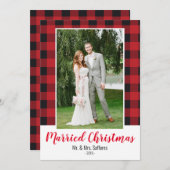 Plaid Getrouwde Kerstvakantie Fotokaart Feestdagenkaart (Voorkant / Achterkant)