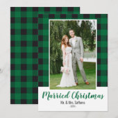 Plaid Getrouwde Kerstvakantie Fotokaart Feestdagenkaart (Voorkant / Achterkant)
