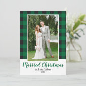 Plaid Getrouwde Kerstvakantie Fotokaart Feestdagenkaart (Staand voorkant)