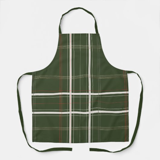 Plaid Gezellige Cabin Forest Green Traditionele BB Schort (Voorkant)