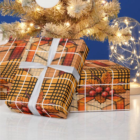 Plaid Gift Thanksgiving Wrapping Paper Cadeaupapier (Feestdagen)