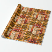 Plaid Gift Thanksgiving Wrapping Paper Cadeaupapier (Uitgerold)