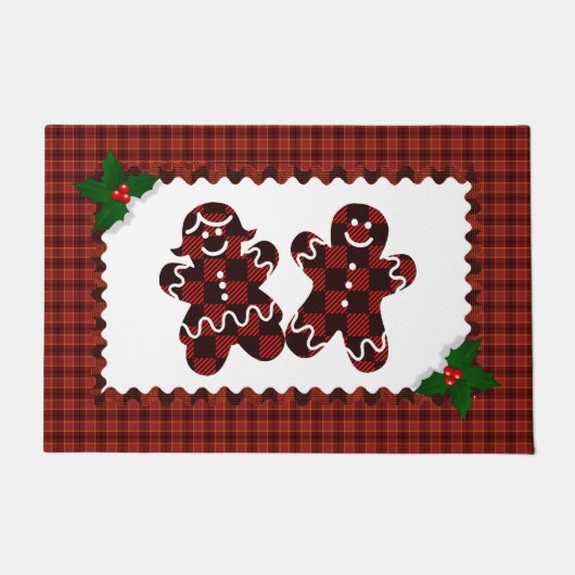 Plaid Gingerbread Man en Vrouwen Deurmat (Voorkant)