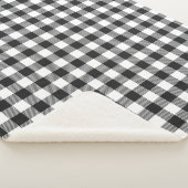 Plaid Gingham Black White Birthday Sherpa Deken (3/4)