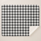 Plaid Gingham Black White Birthday Sherpa Deken (Voorkant (horizontaal))