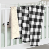 Plaid Gingham Black White Birthday Sherpa Deken