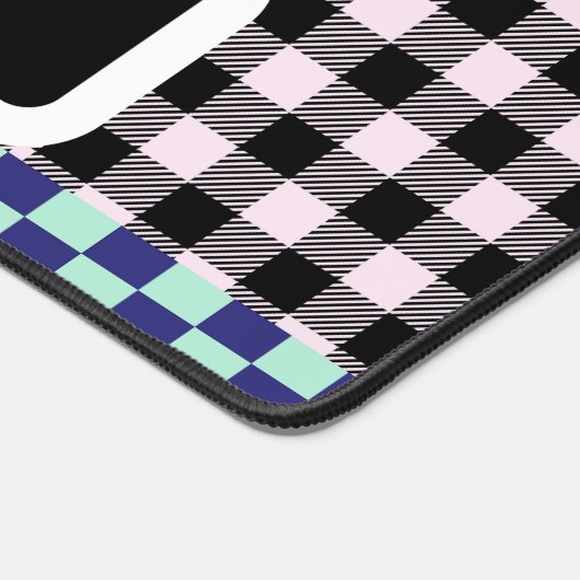 Plaid Gingham gepersonaliseerd Bureaumat (Hoek)