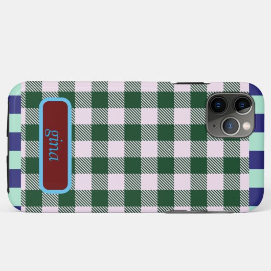 Plaid Gingham gepersonaliseerd Case-Mate iPhone Case (Achterkant (horizontaal))