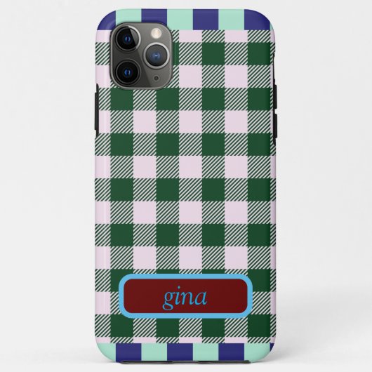 Plaid Gingham gepersonaliseerd Case-Mate iPhone Case (Achterkant)