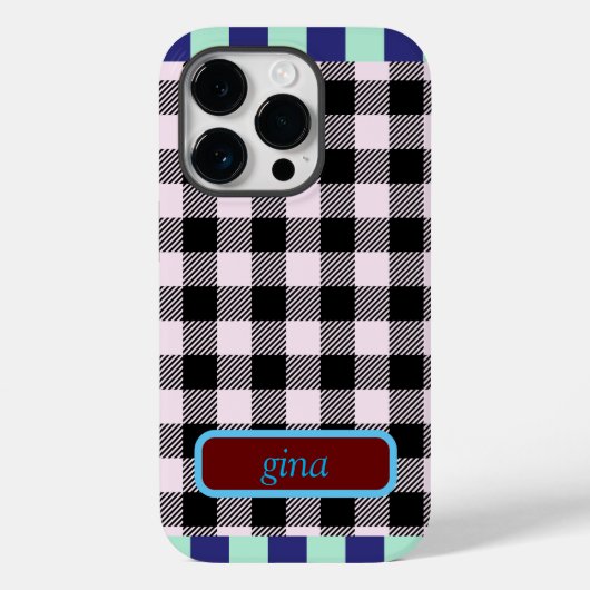 Plaid Gingham gepersonaliseerd Case-Mate iPhone Case (Achterkant)