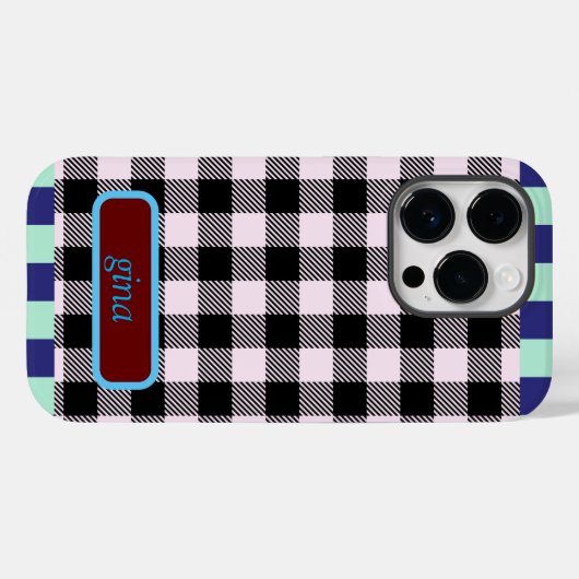 Plaid Gingham gepersonaliseerd Case-Mate iPhone Case (Achterkant (horizontaal))