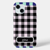 Plaid Gingham gepersonaliseerd Case-Mate iPhone Case (Achterkant)