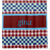 Plaid Gingham gepersonaliseerd Douchegordijn (Voorkant)