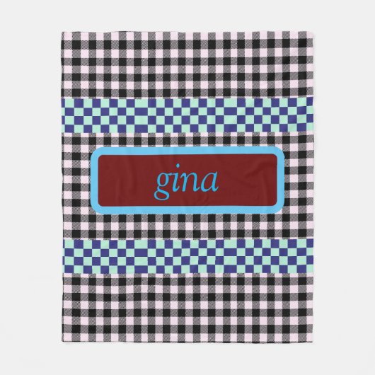 Plaid Gingham gepersonaliseerd Fleece Deken (Voorkant)
