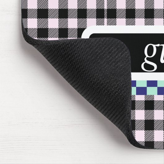 Plaid Gingham gepersonaliseerd Muismat (Hoek)