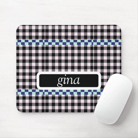 Plaid Gingham gepersonaliseerd Muismat (Met muis)