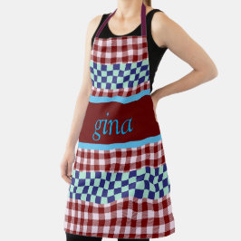 Plaid Gingham gepersonaliseerd Schort