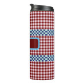 Plaid Gingham gepersonaliseerd Thermosbeker (Geroteerd rechts)