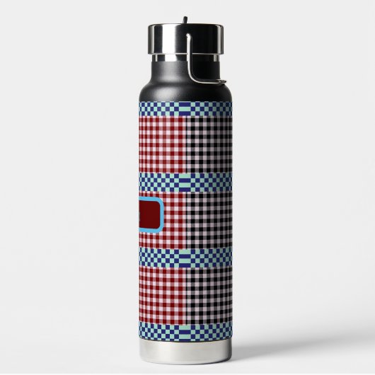 Plaid Gingham gepersonaliseerd Waterfles (Links)