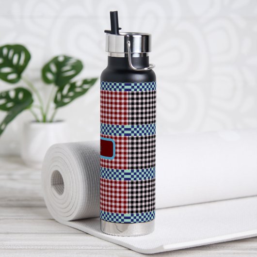 Plaid Gingham gepersonaliseerd Waterfles (Yoga)