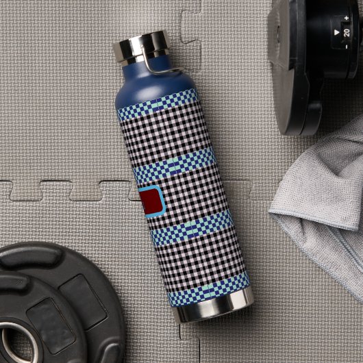Plaid Gingham gepersonaliseerd Waterfles (Gym)