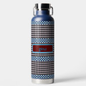 Plaid Gingham gepersonaliseerd Waterfles (Voorkant)