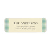 Plaid Gingham Retro Rustic Green Retour Adres Etiket (Voorkant)