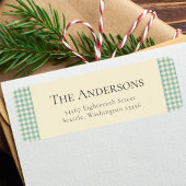 Plaid Gingham Retro Rustic Green Retour Adres Etiket