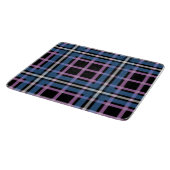 Plaid Glass Cutting Board – Bold Blue & Lavender Snijplank (Hoek)