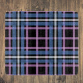 Plaid Glass Cutting Board – Bold Blue & Lavender Snijplank