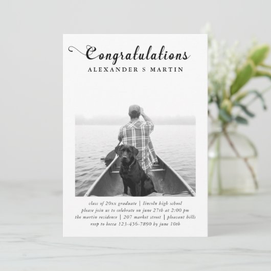 Plaid Graduation Party Foto aankondiging (Staand voorkant)