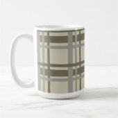 Plaid gray and cream koffiemok (Links)