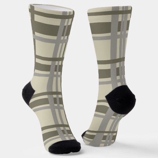 Plaid gray and cream sokken (Gebogen)